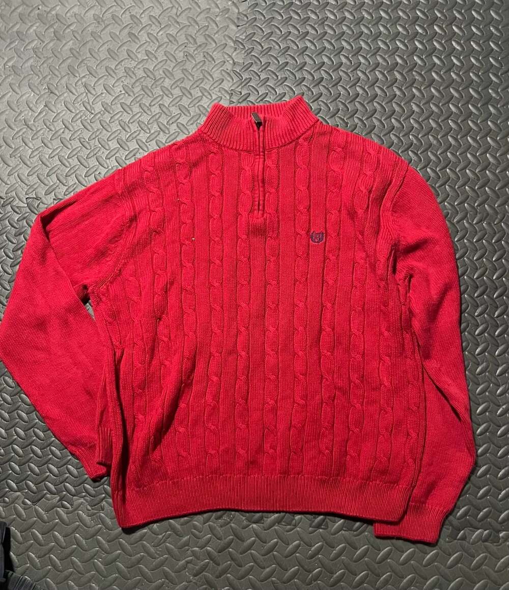 Chaps Red Cable Knit Sweater XL 1/4 Zip